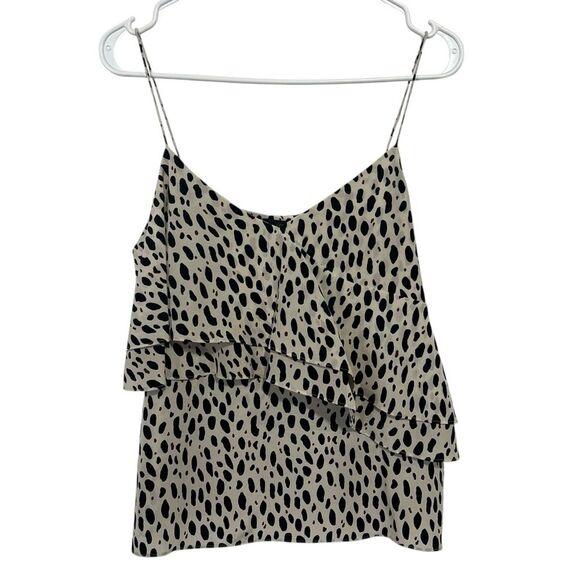 J. Crew Silk Animal Print Leopard Cami Tank Top Blouse Womens 6 Black Cream - Picture 3 of 8